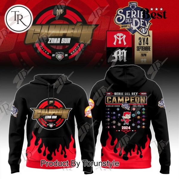 Diablos Rojos del Mexico Campeon Serie Del Rey 2024 Hoodie – Black