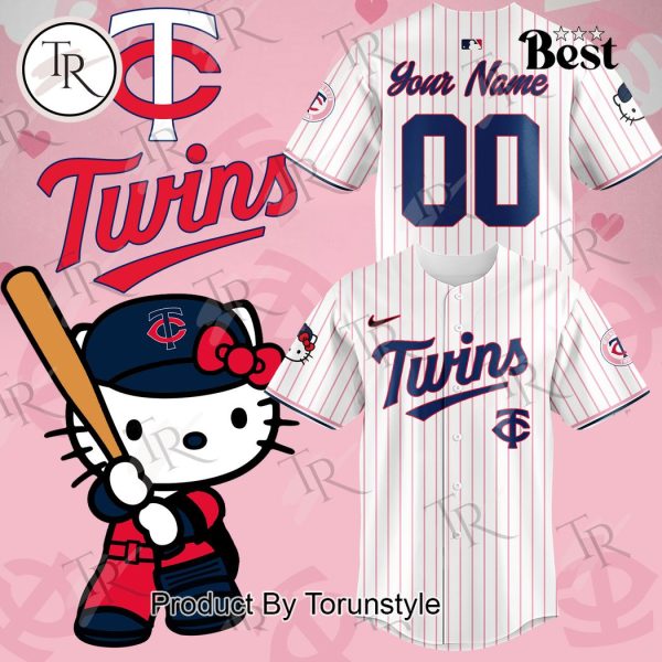 Personalized Minnesota Twins x Hello Kitty Day Baseball Jersey – White