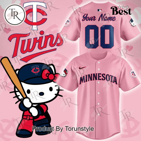 Personalized Minnesota Twins x Hello Kitty Day Baseball Jersey – Pink