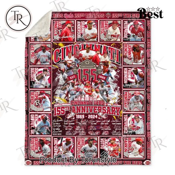 Cincinnati Reds 155th Anniversary 1869 – 2024 Fleece Blanket