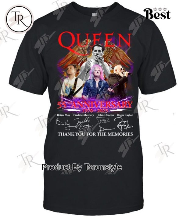 Queen 55th Anniversary 1970 – 2025 Thank You For The Memories T-Shirt