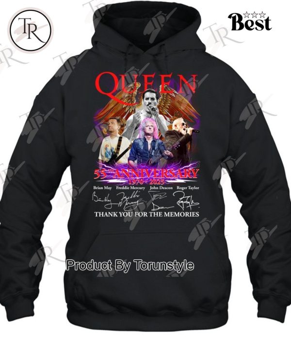 Queen 55th Anniversary 1970 – 2025 Thank You For The Memories T-Shirt