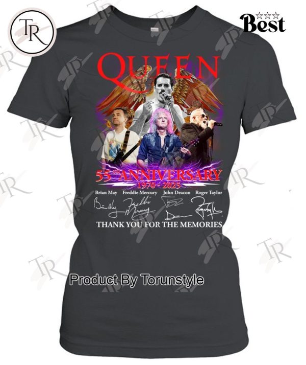 Queen 55th Anniversary 1970 – 2025 Thank You For The Memories T-Shirt