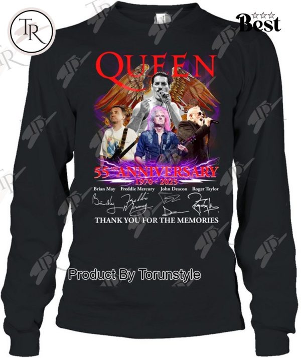 Queen 55th Anniversary 1970 – 2025 Thank You For The Memories T-Shirt