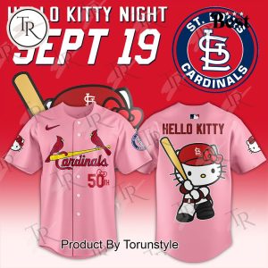 St. Louis Cardinals x Hello Kitty Night Sept 19 Baseball Jersey – Pink