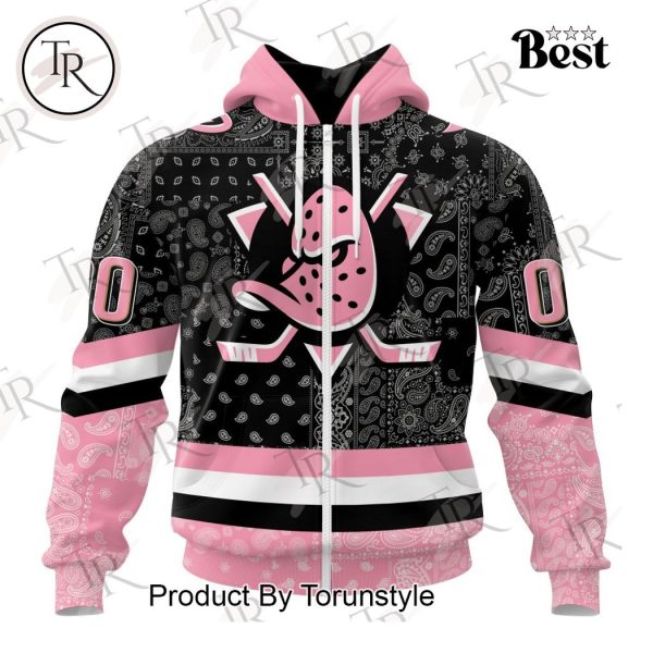 NHL Anaheim Ducks Special Pink Paisley Design Hoodie