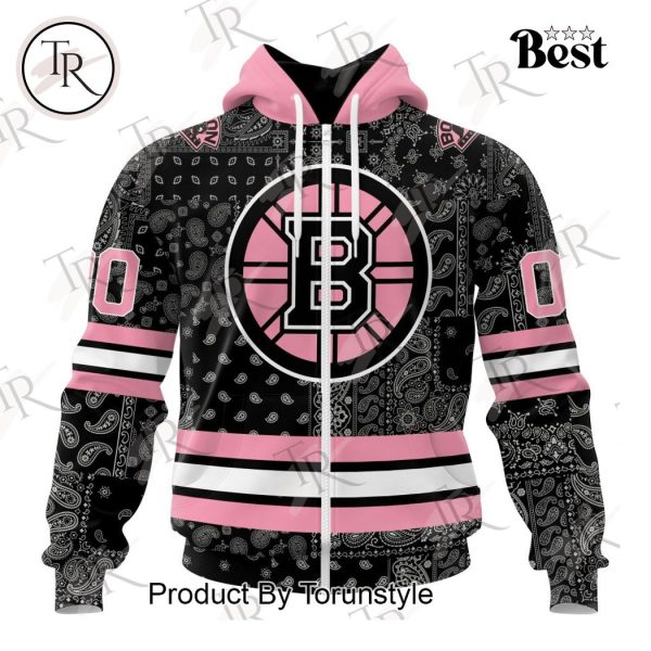 NHL Boston Bruins Special Pink Paisley Design Hoodie