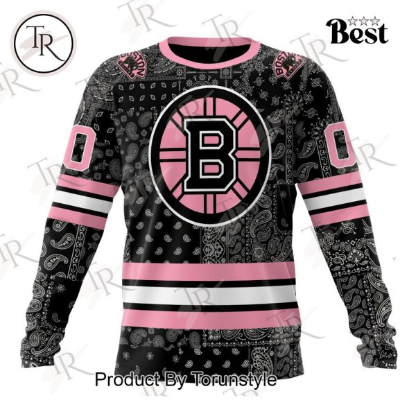 NHL Boston Bruins Special Pink Paisley Design Hoodie