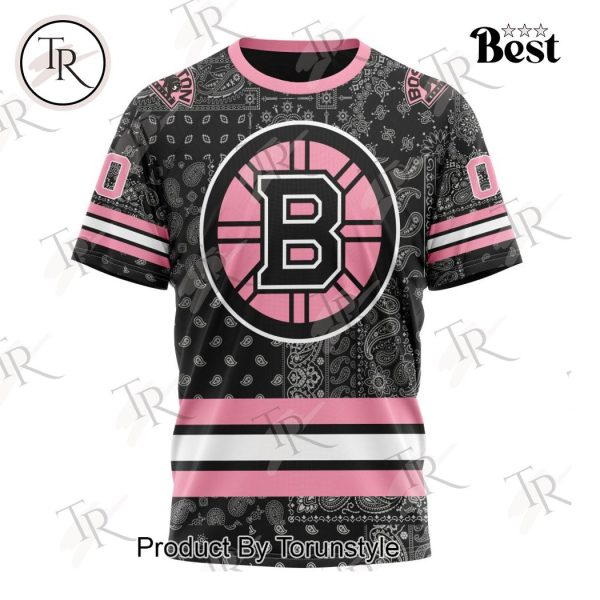 NHL Boston Bruins Special Pink Paisley Design Hoodie