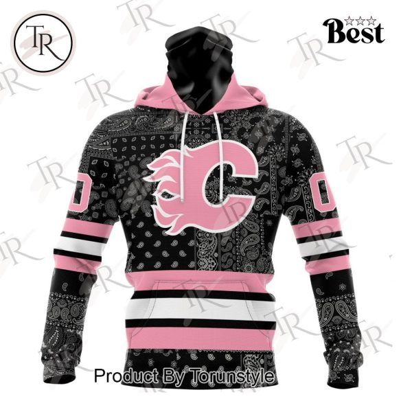 NHL Calgary Flames Special Pink Paisley Design Hoodie