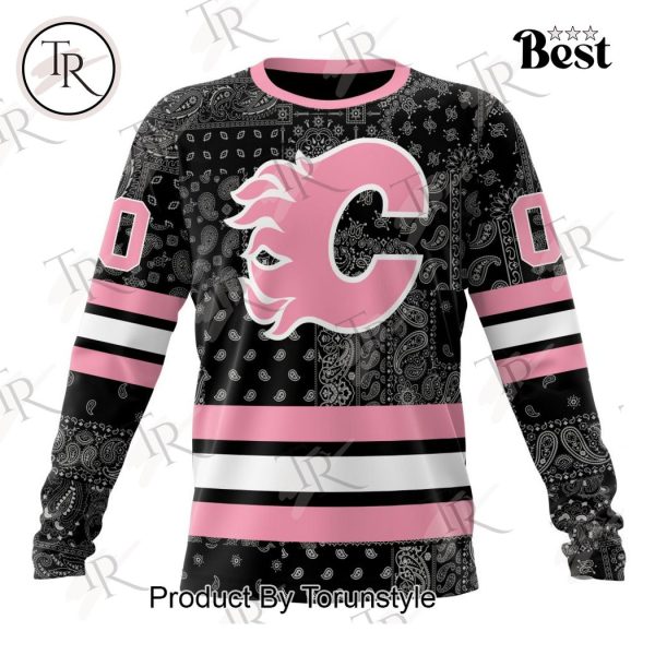 NHL Calgary Flames Special Pink Paisley Design Hoodie