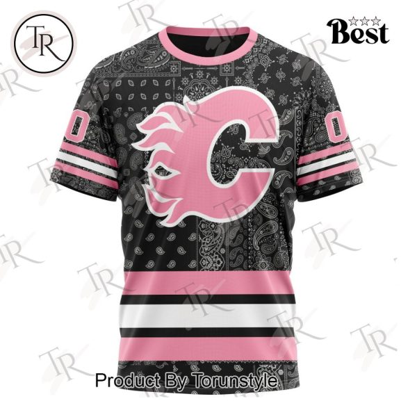 NHL Calgary Flames Special Pink Paisley Design Hoodie