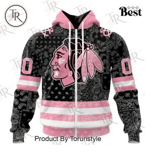 NHL Chicago Blackhawks Special Pink Paisley Design Hoodie