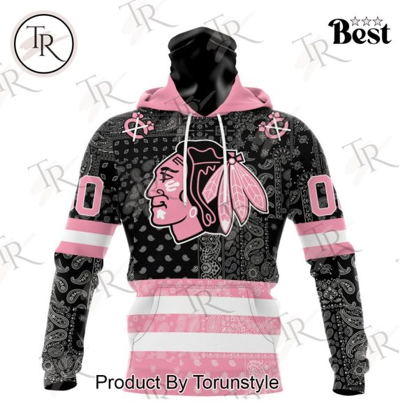 NHL Chicago Blackhawks Special Pink Paisley Design Hoodie