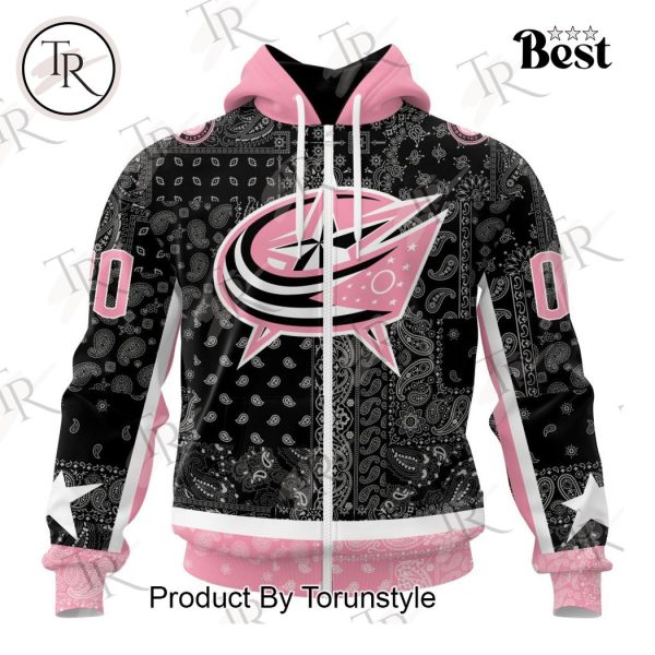 NHL Columbus Blue Jackets Special Pink Paisley Design Hoodie