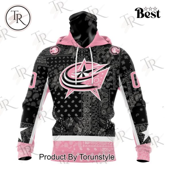 NHL Columbus Blue Jackets Special Pink Paisley Design Hoodie