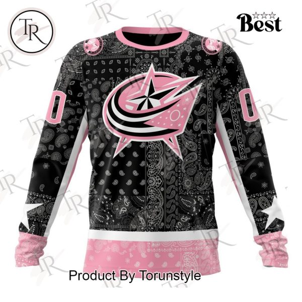 NHL Columbus Blue Jackets Special Pink Paisley Design Hoodie