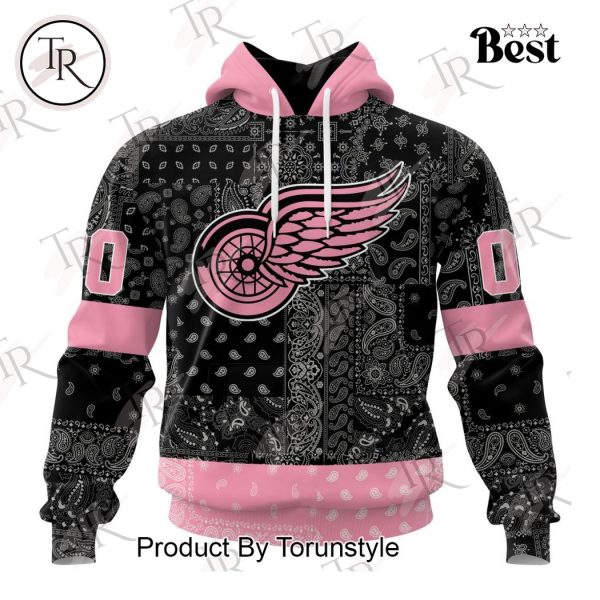 NHL Detroit Red Wings Special Pink Paisley Design Hoodie