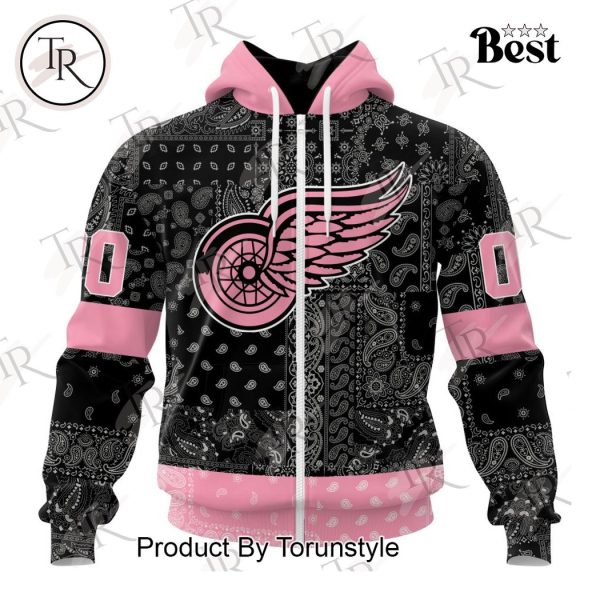 NHL Detroit Red Wings Special Pink Paisley Design Hoodie