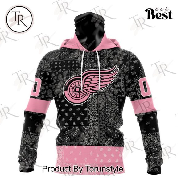 NHL Detroit Red Wings Special Pink Paisley Design Hoodie