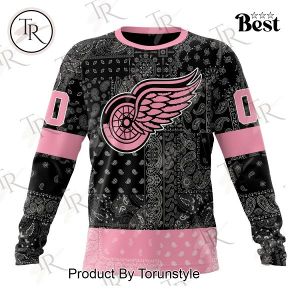 NHL Detroit Red Wings Special Pink Paisley Design Hoodie