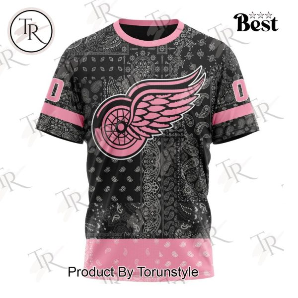 NHL Detroit Red Wings Special Pink Paisley Design Hoodie