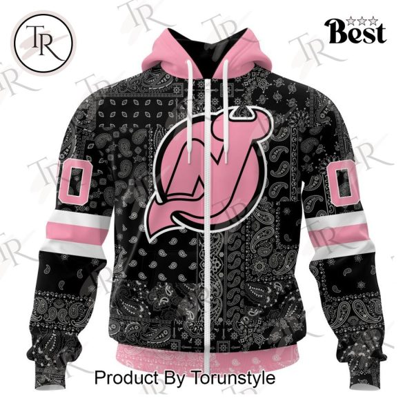 NHL New Jersey Devils Special Pink Paisley Design Hoodie