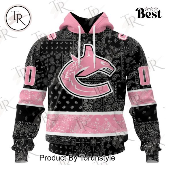 NHL Vancouver Canucks Special Pink Paisley Design Hoodie