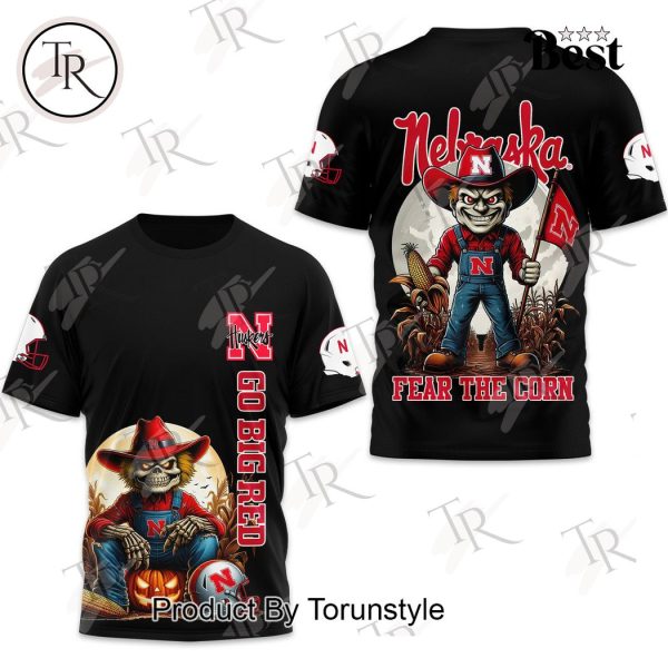 Nebraska Huskers Go Big Red Fear The Corn Halloween Hoodie – Black