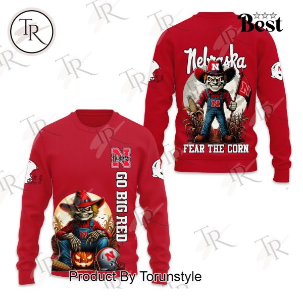 Nebraska Huskers Go Big Red Fear The Corn Halloween Hoodie – Red