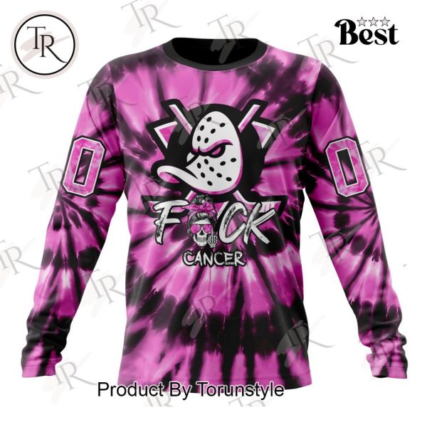 NHL Anaheim Ducks Special Pink F!ck Cancer Design Hoodie