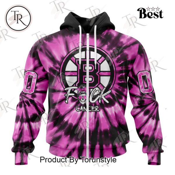 NHL Boston Bruins Special Pink F!ck Cancer Design Hoodie