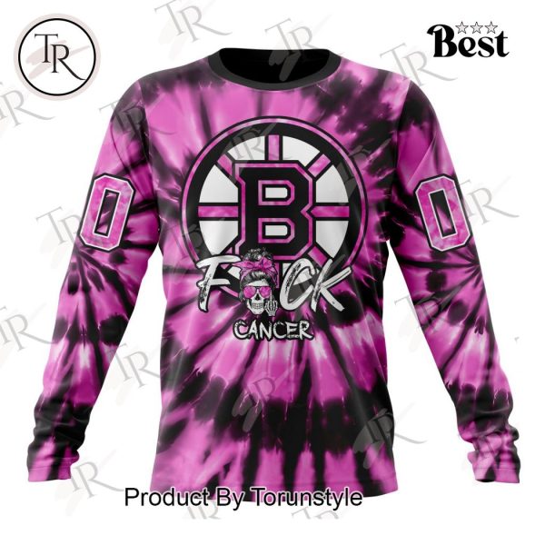 NHL Boston Bruins Special Pink F!ck Cancer Design Hoodie