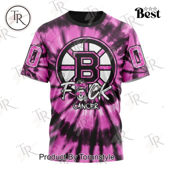 NHL Boston Bruins Special Pink F!ck Cancer Design Hoodie