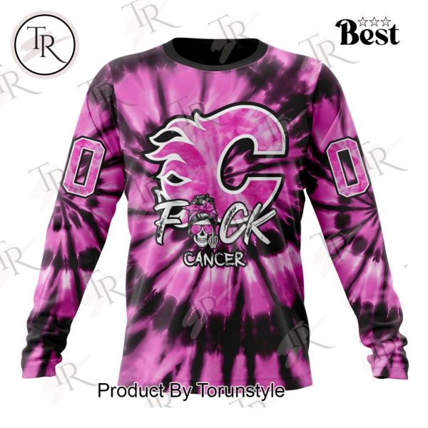 NHL Calgary Flames Special Pink F!ck Cancer Design Hoodie