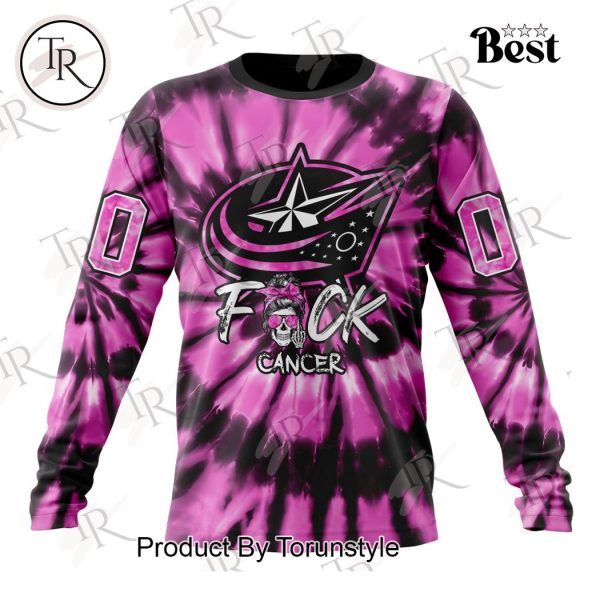 NHL Columbus Blue Jackets Special Pink F!ck Cancer Design Hoodie