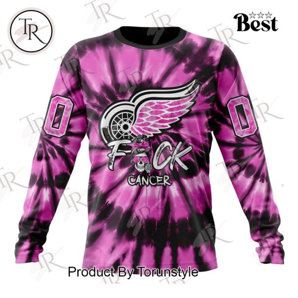 NHL Detroit Red Wings Special Pink F!ck Cancer Design Hoodie