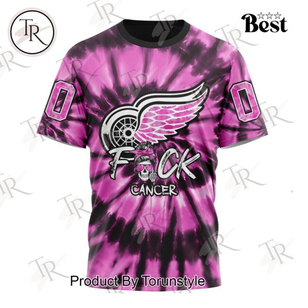 NHL Detroit Red Wings Special Pink F!ck Cancer Design Hoodie