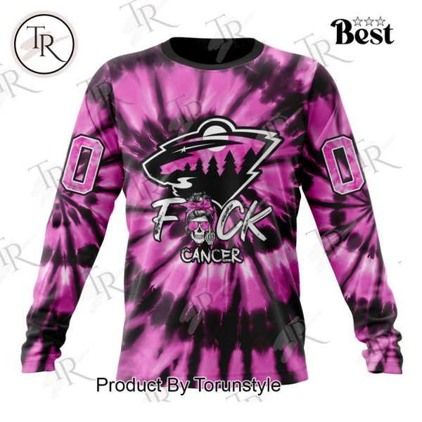 NHL Minnesota Wild Special Pink F!ck Cancer Design Hoodie