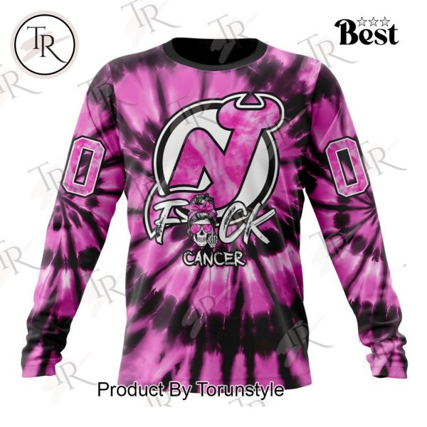 NHL New Jersey Devils Special Pink F!ck Cancer Design Hoodie