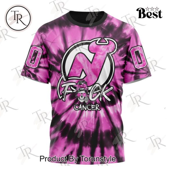 NHL New Jersey Devils Special Pink F!ck Cancer Design Hoodie