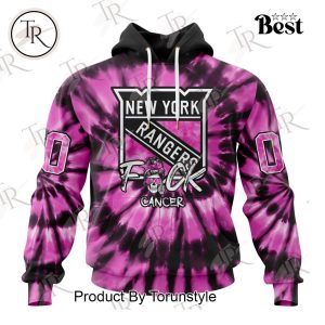 NHL New York Rangers Special Pink F!ck Cancer Design Hoodie