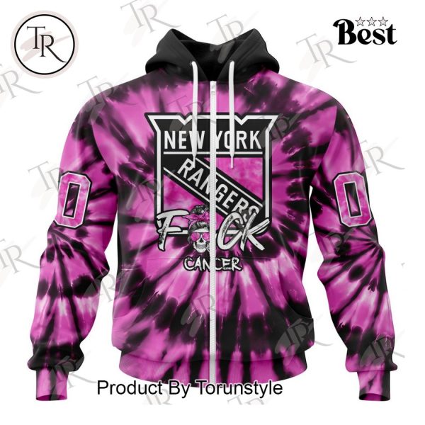 NHL New York Rangers Special Pink F!ck Cancer Design Hoodie