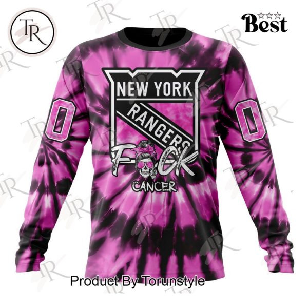 NHL New York Rangers Special Pink F!ck Cancer Design Hoodie