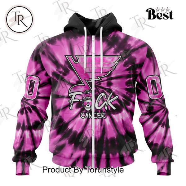 NHL St. Louis Blues Special Pink F!ck Cancer Design Hoodie