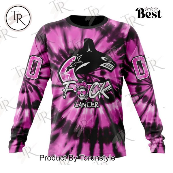 NHL Vancouver Canucks Special Pink F!ck Cancer Design Hoodie