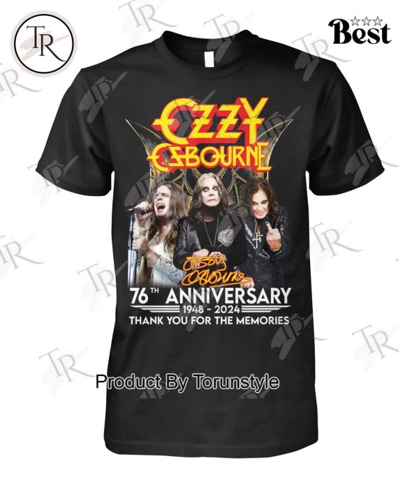 Ozzy Osbourne 76th Anniversary 1948 – 2024 Thank You For The Memories T-Shirt