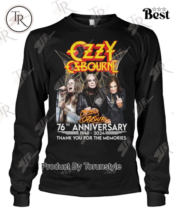 Ozzy Osbourne 76th Anniversary 1948 – 2024 Thank You For The Memories T-Shirt