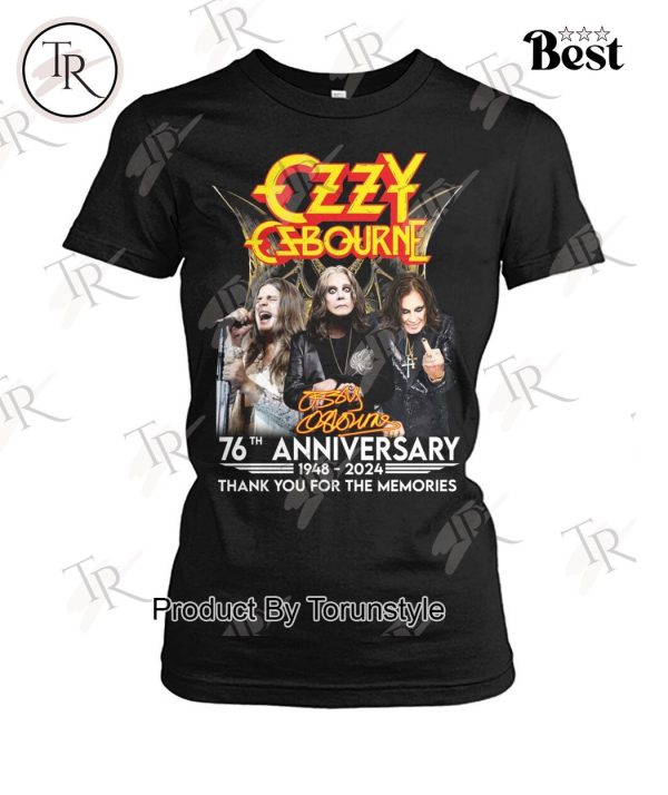 Ozzy Osbourne 76th Anniversary 1948 – 2024 Thank You For The Memories T-Shirt