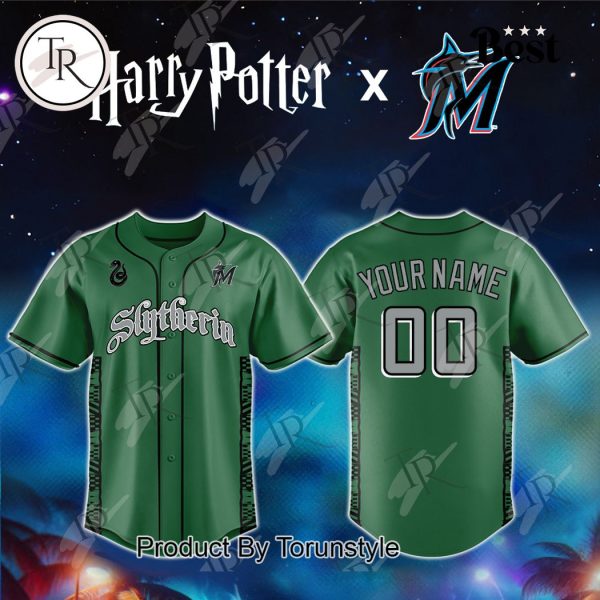 Miami Marlins x Harry Potter Slytherin 2024 Baseball Jersey